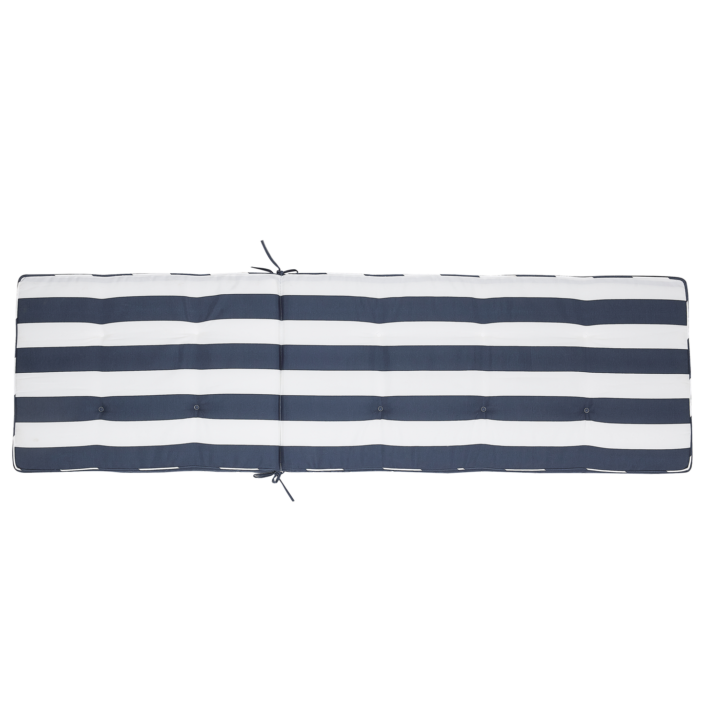 Gartenliege Akazienholz hellbraun Auflage marineblau gestreift rollbar CESANA