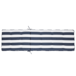 Gartenliege Akazienholz hellbraun Auflage marineblau gestreift rollbar CESANA