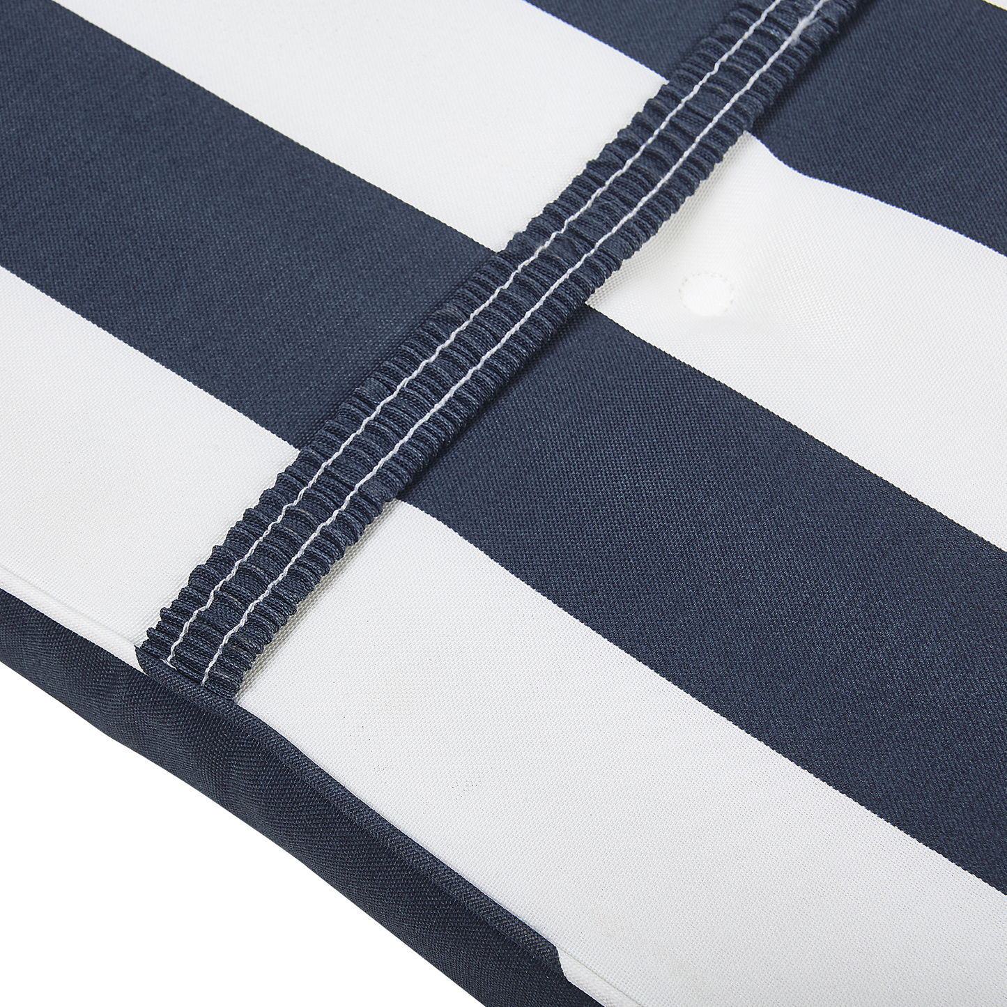 Gartenliege Akazienholz hellbraun Auflage marineblau gestreift rollbar CESANA