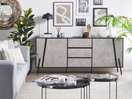 Sideboard mit 2 Türen BLACKPOOL 75 cm Betonoptik Hellgrau
