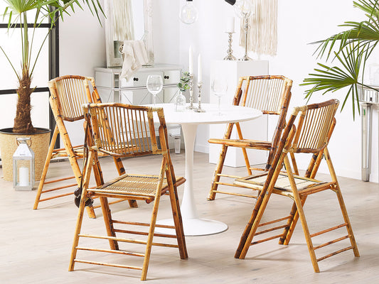 Esszimmerstuhl 4er Set klappbar TRENTOR Bambusholz Naturfarben
