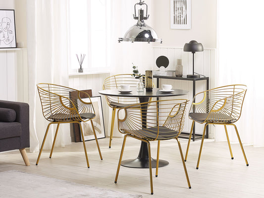 Esszimmerstuhl 2er Set HOBACK Metall Gold