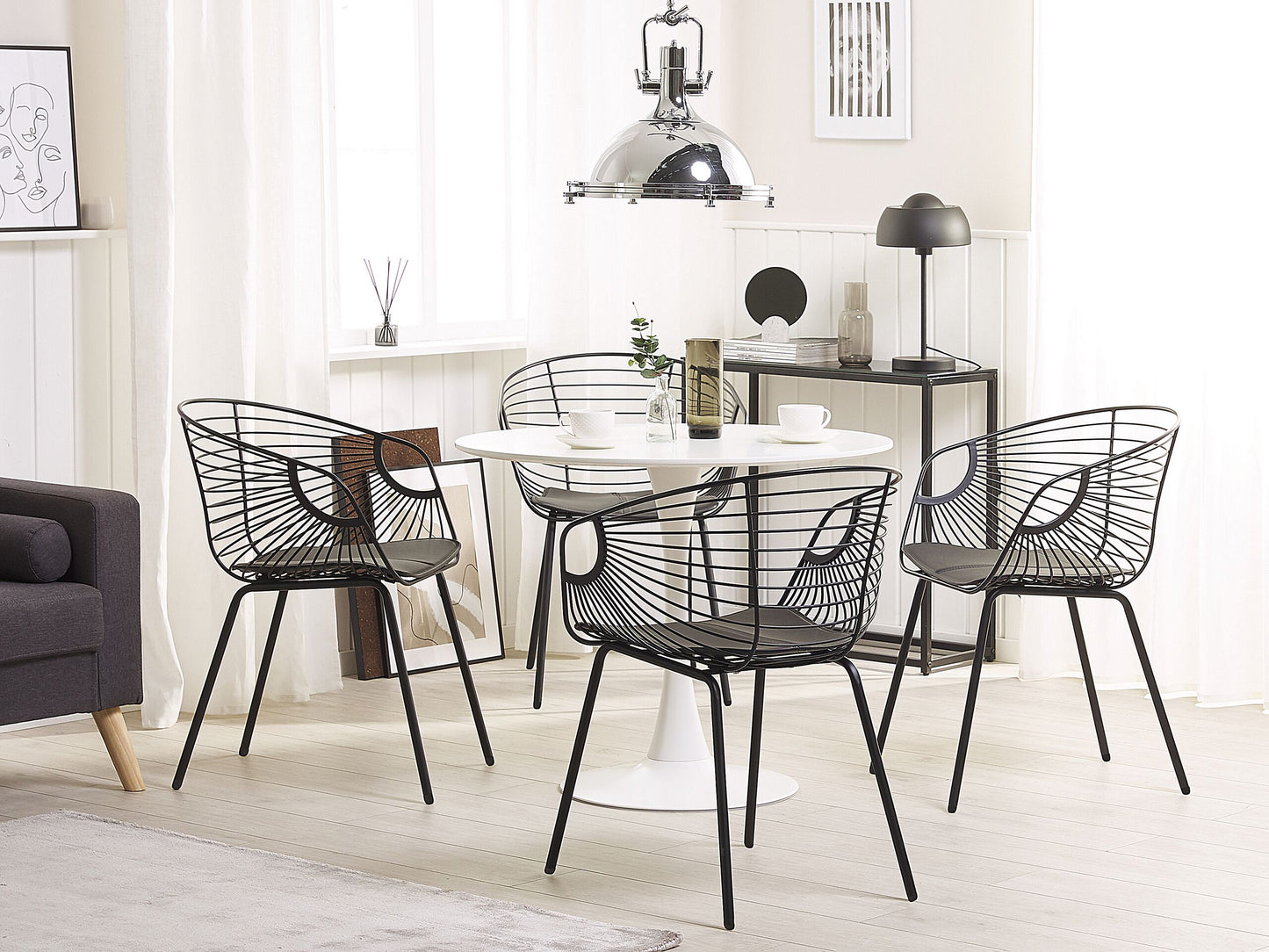 Esszimmerstuhl 2er Set HOBACK Metall Schwarz