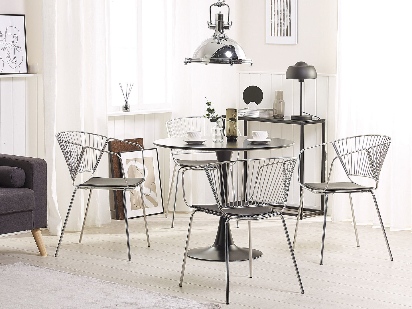 Esszimmerstuhl 2er Set Metall Silber RIGBY