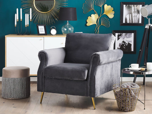 Sessel VIETAS Samtstoff Dunkelgrau