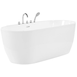 Badewanne freistehend weiss mit Armatur oval 170 x 80 cm ROTSO