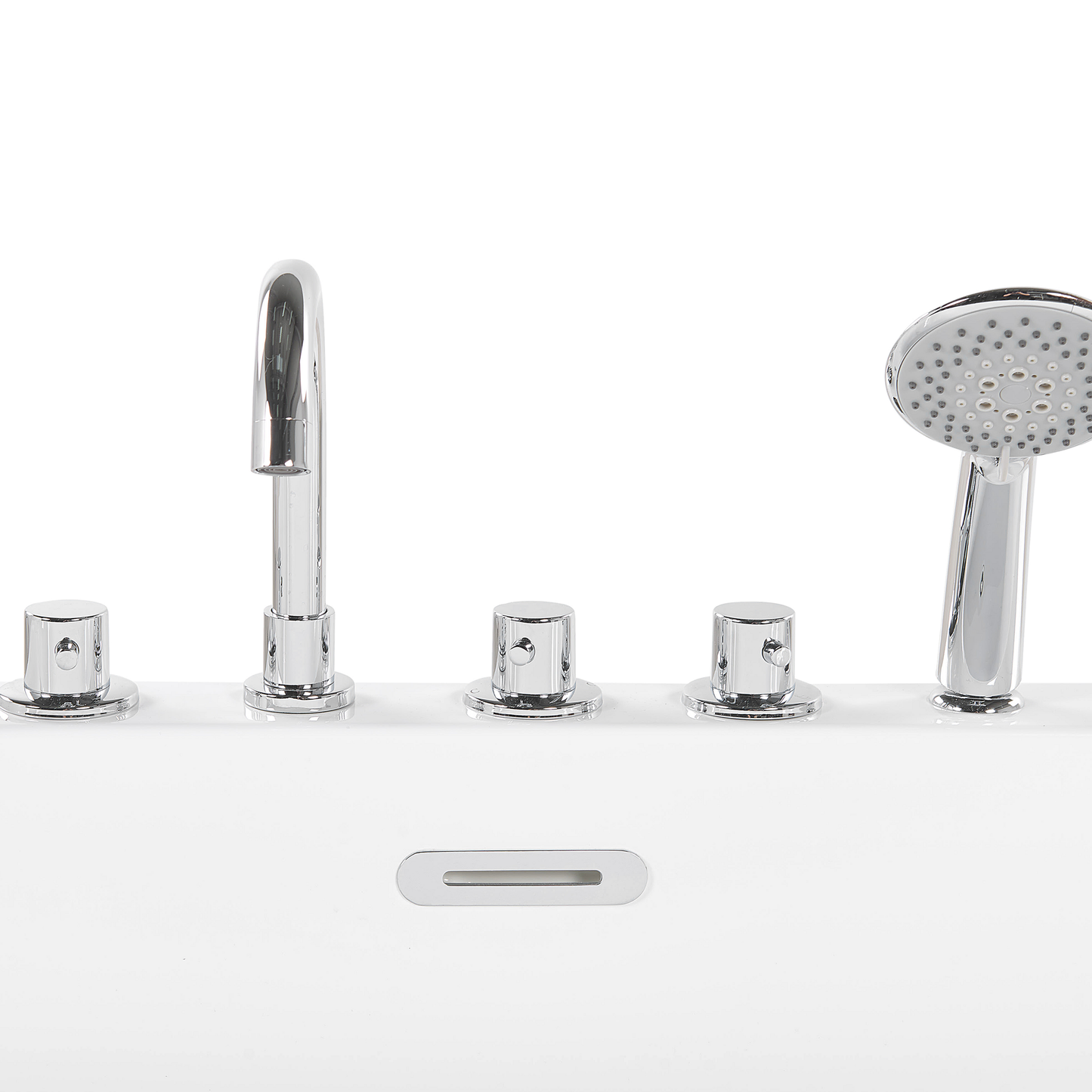 Badewanne freistehend weiss mit Armatur oval 170 x 80 cm ROTSO
