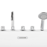 Badewanne freistehend weiss mit Armatur oval 170 x 80 cm ROTSO