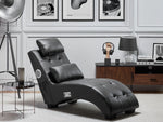 Chaiselongue Kunstleder mit Bluetooth Lautsprecher USB-Port schwarz SIMORRE