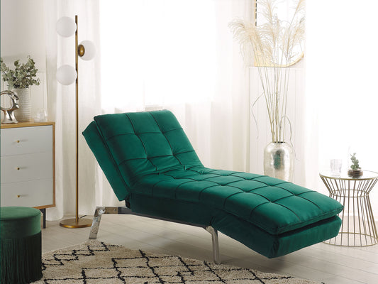 Chaiselongue Samtstoff smaragdgrün verstellbar LOIRET