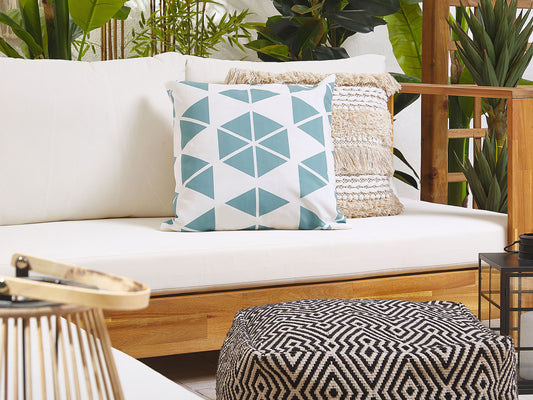 Gartenkissen 2er Set RIGOSA Geometrisches Muster 45 x 45 cm Hellblau