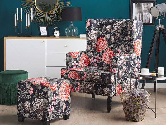 Sessel SANDSET mit Fussstütze Stoff Bunt