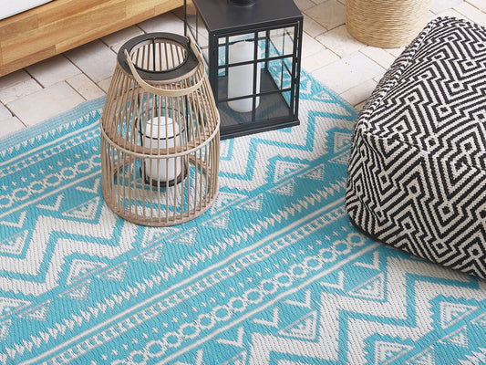 Outdoor Teppich türkis 120 x 180 cm geometrisches Muster NAGPUR