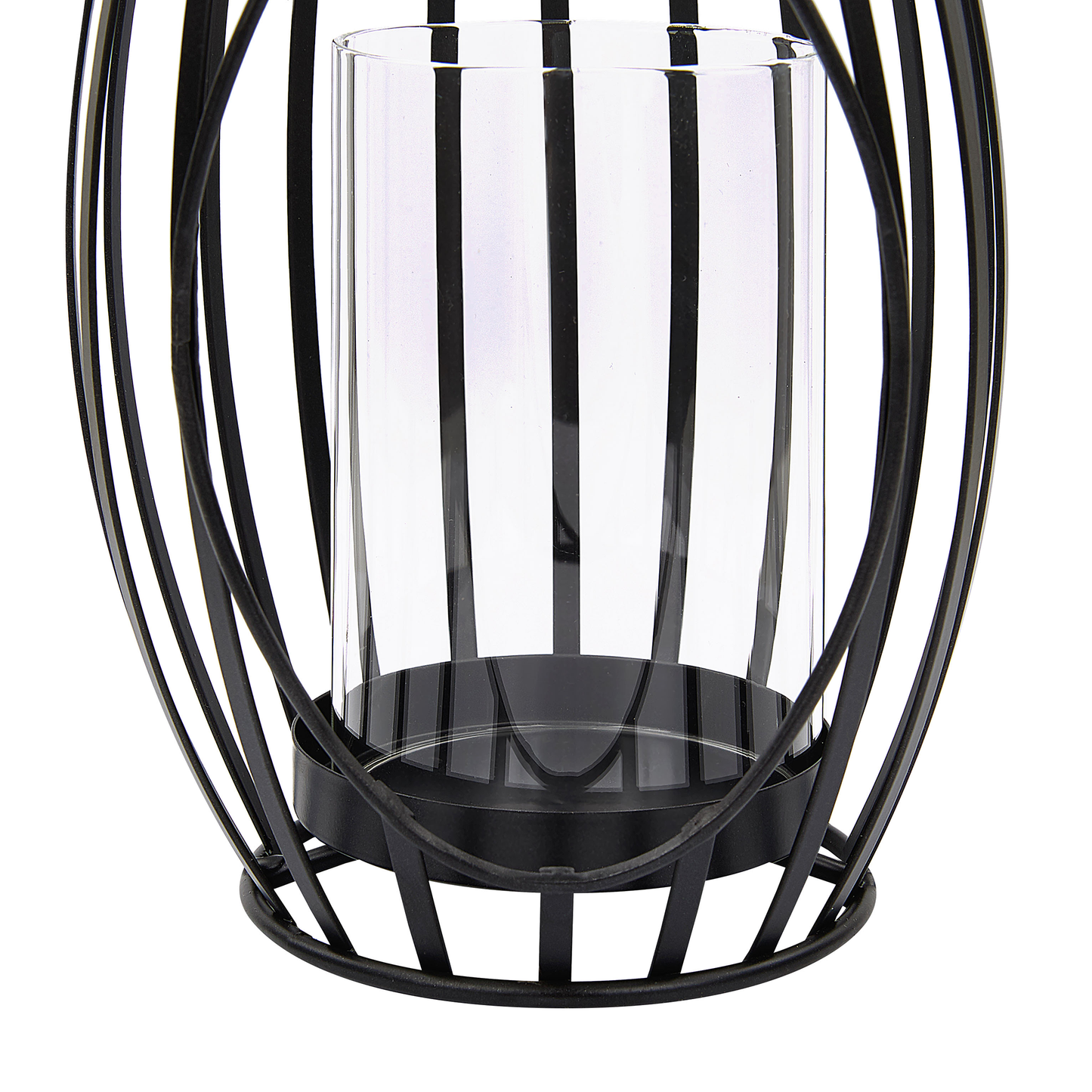 Windlichtsäulen LOMBOK Metall 38 cm Schwarz