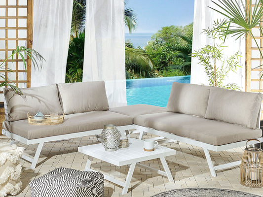 Garten Ecksofa mit Tisch 5-Sitzer COCCORINO Metall Taupe