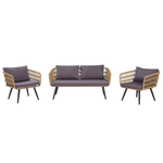 Lounge Set mit Tisch 4-Sitzer FOBELLO Polyrattan Beige