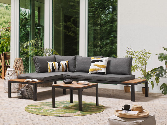 Garten Ecksofa mit Tisch 4-Sitzer PIENZA rechtsseitig modular Grau