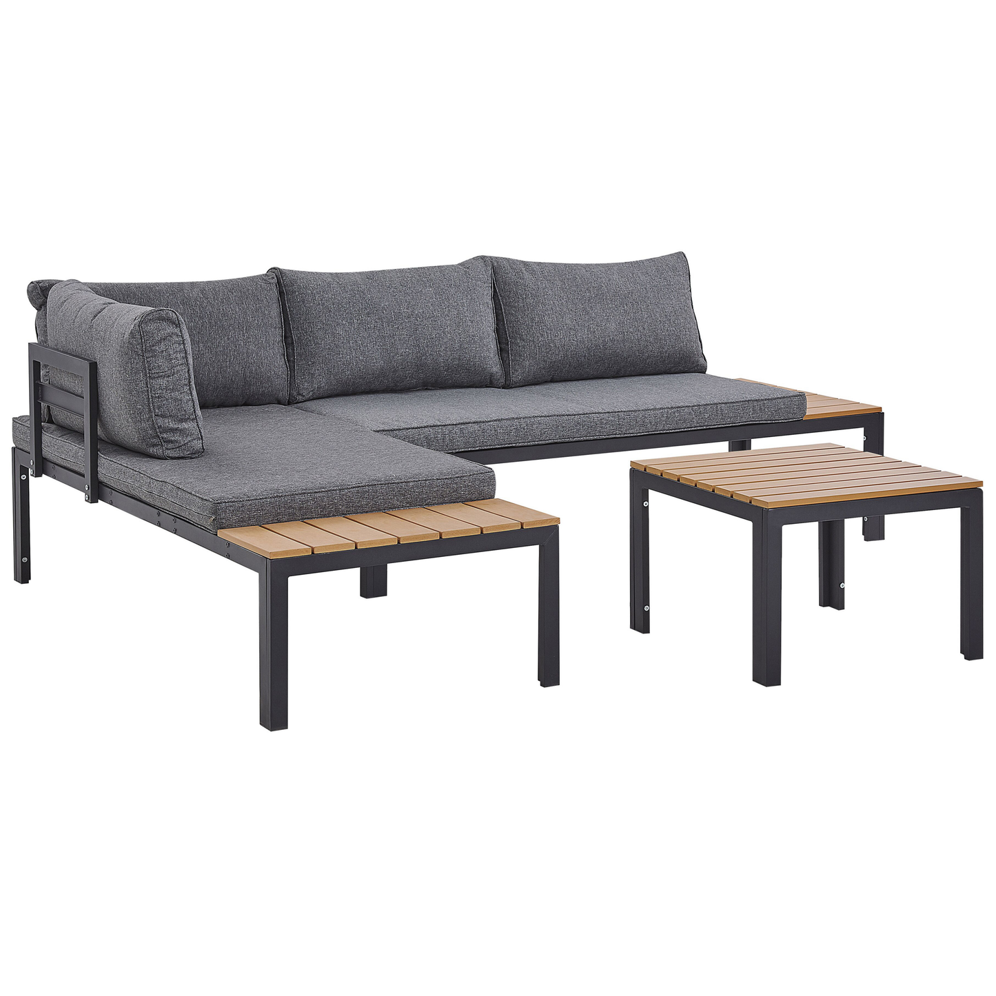 Garten Ecksofa mit Tisch 4-Sitzer PIENZA rechtsseitig modular Grau