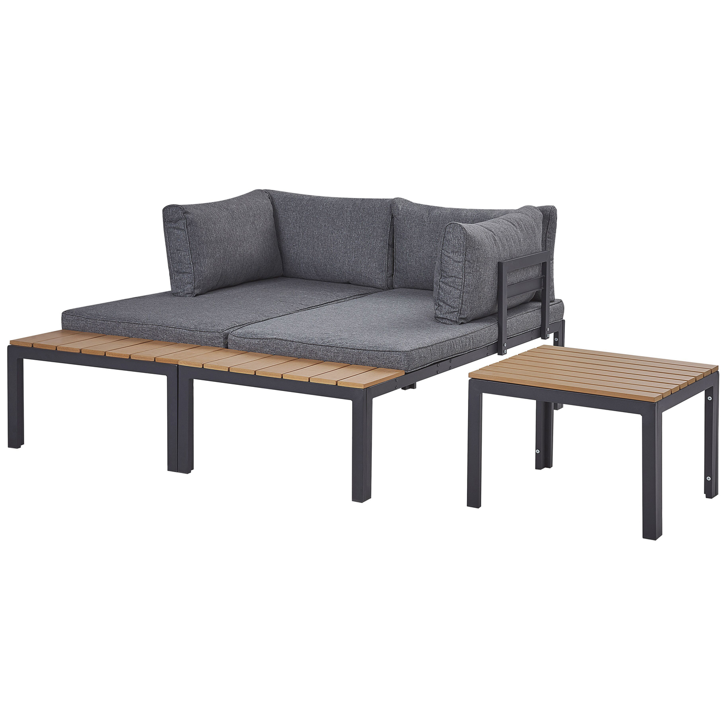 Garten Ecksofa mit Tisch 4-Sitzer PIENZA rechtsseitig modular Grau