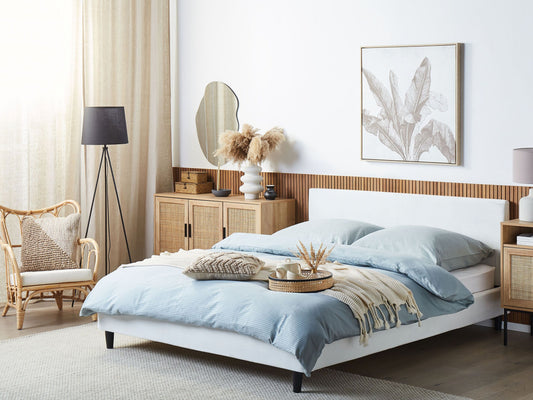 Bettrahmenbezug Samtstoff FITOU 160 x 200 cm Weiss