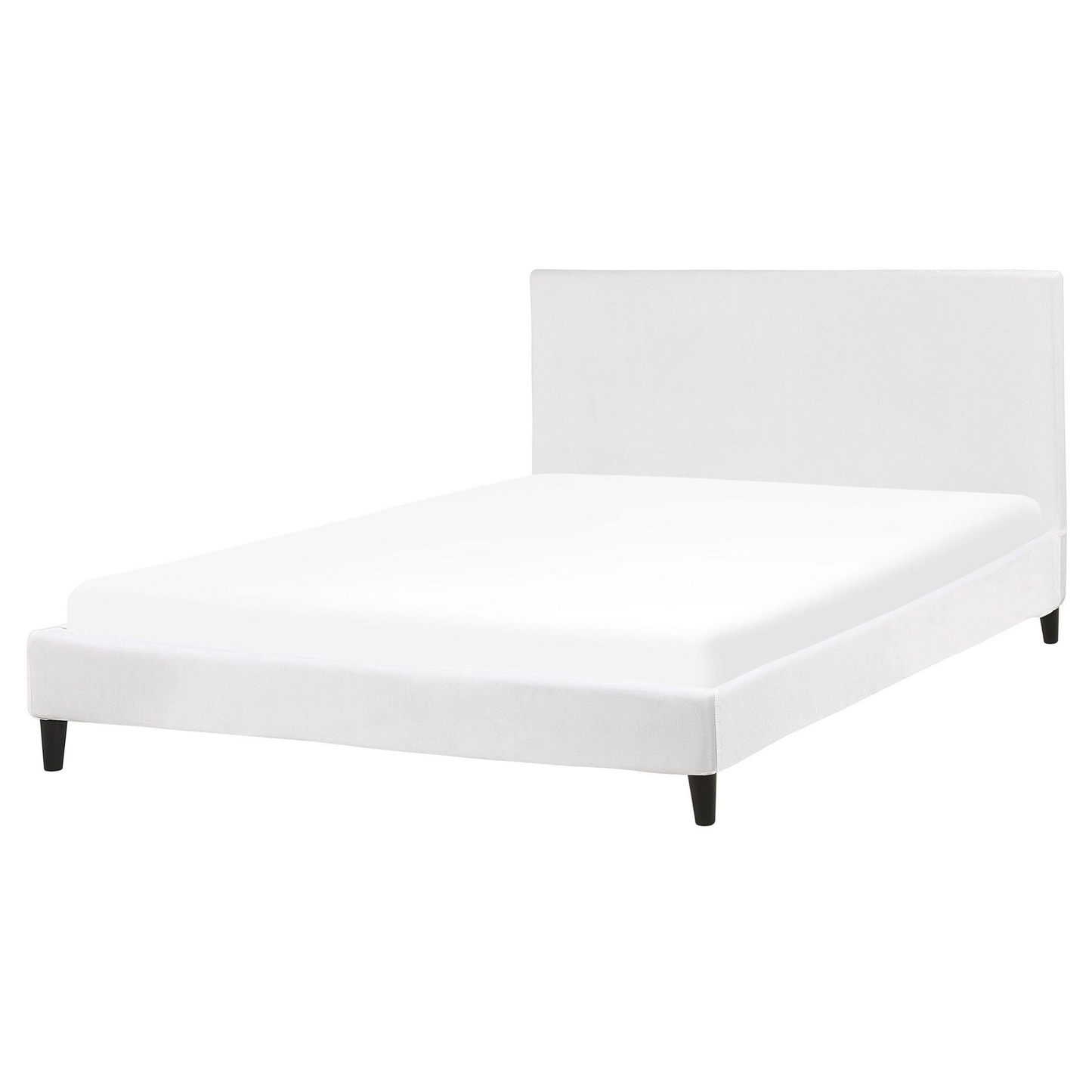 Bettrahmenbezug Samtstoff FITOU 160 x 200 cm Weiss