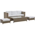 Lounge Set mit Tisch und Ottomane 5-Sitzer BELLUNO Polyrattan Weiss