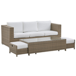 Lounge Set mit Tisch und Ottomane 5-Sitzer BELLUNO Polyrattan Weiss