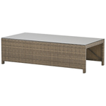 Lounge Set mit Tisch und Ottomane 5-Sitzer BELLUNO Polyrattan Weiss
