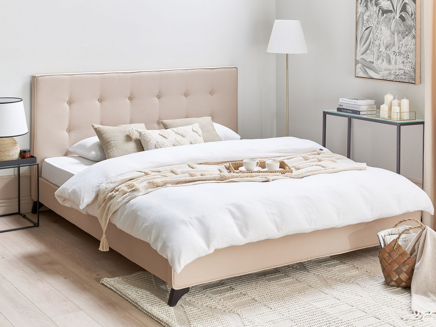 Bett mit Lattenrost Stoff AMBASSADOR 180 x 200 cm Beige