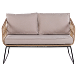 Lounge Set mit Tisch 4-Sitzer RAVELLO Polyrattan Naturfarben
