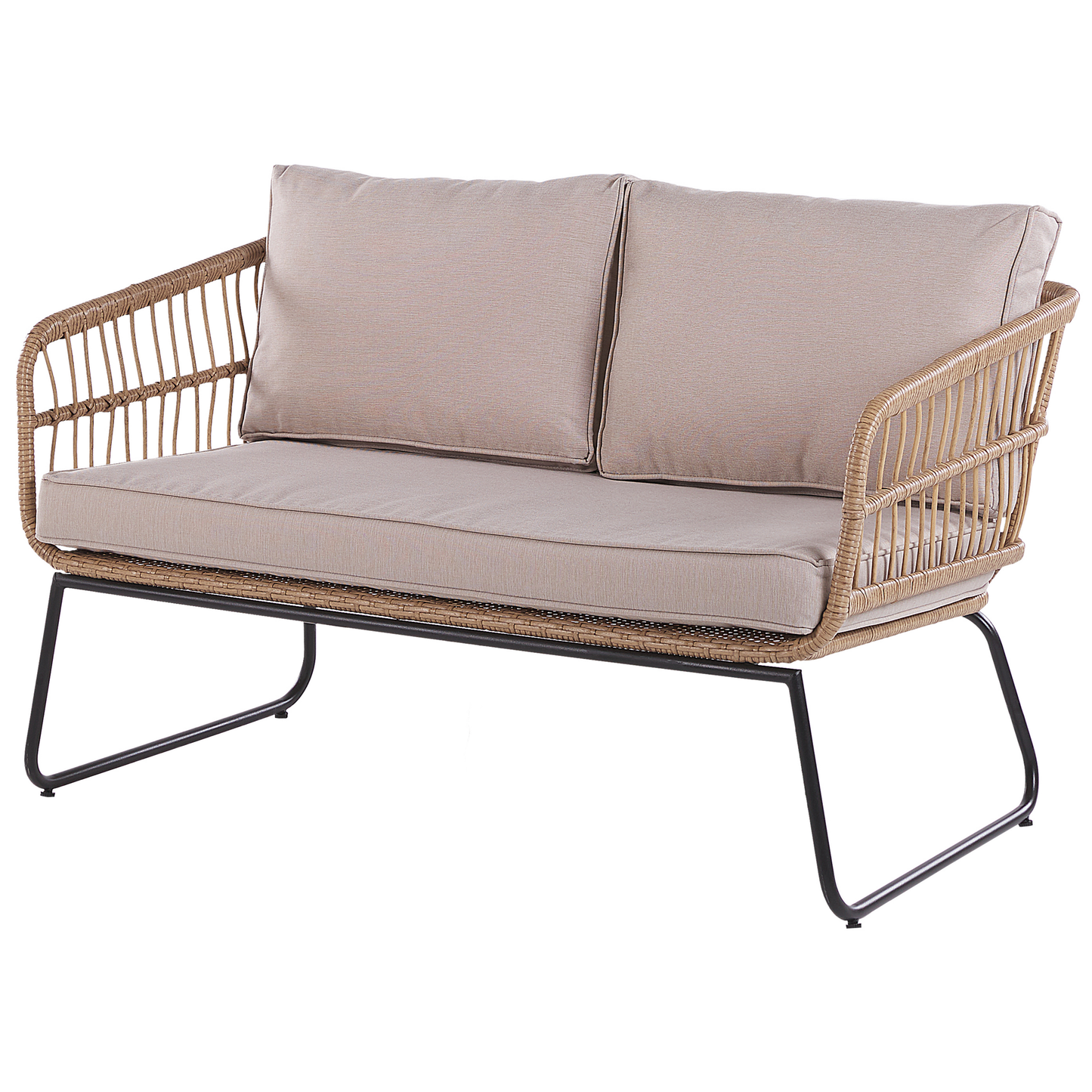Lounge Set mit Tisch 4-Sitzer RAVELLO Polyrattan Naturfarben