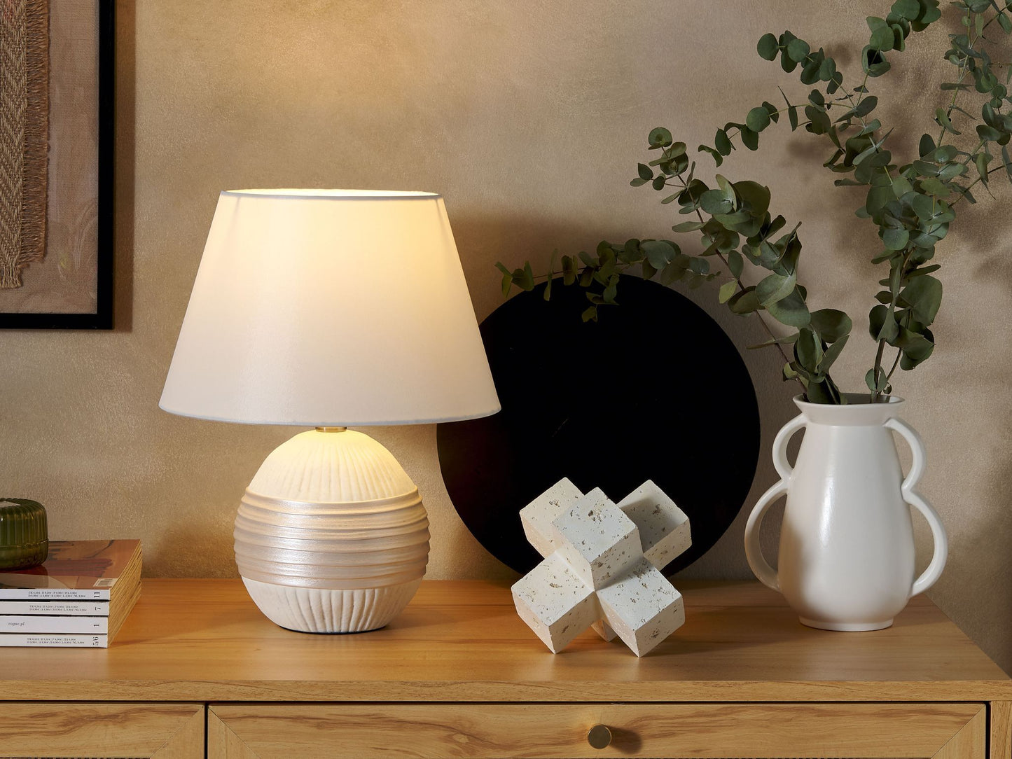 Tischleuchte SADO Keramik Beige