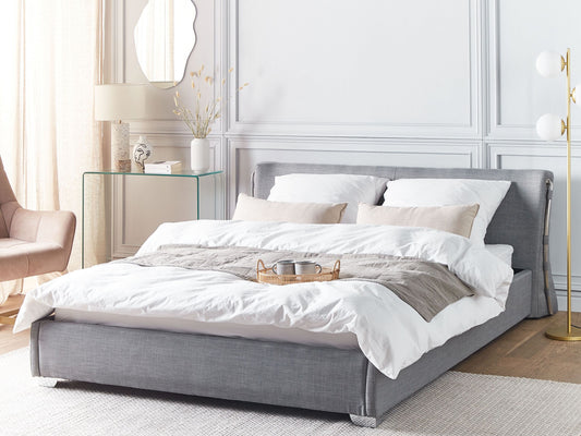 Bett mit Lattenrost Stoff PARIS 160 x 200 cm Grau