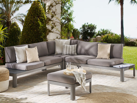 Garten Ecksofa mit Ottomane 5-Sitzer FERENTINO modular Metall Grau