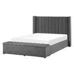 Bett mit Stauraumbank Samtstoff NOYERS 140 x 200 cm Grau