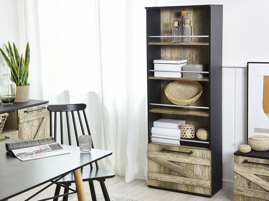 Bücherregal mit 4 Fächern SALTER 163 cm Braun / Schwarz
