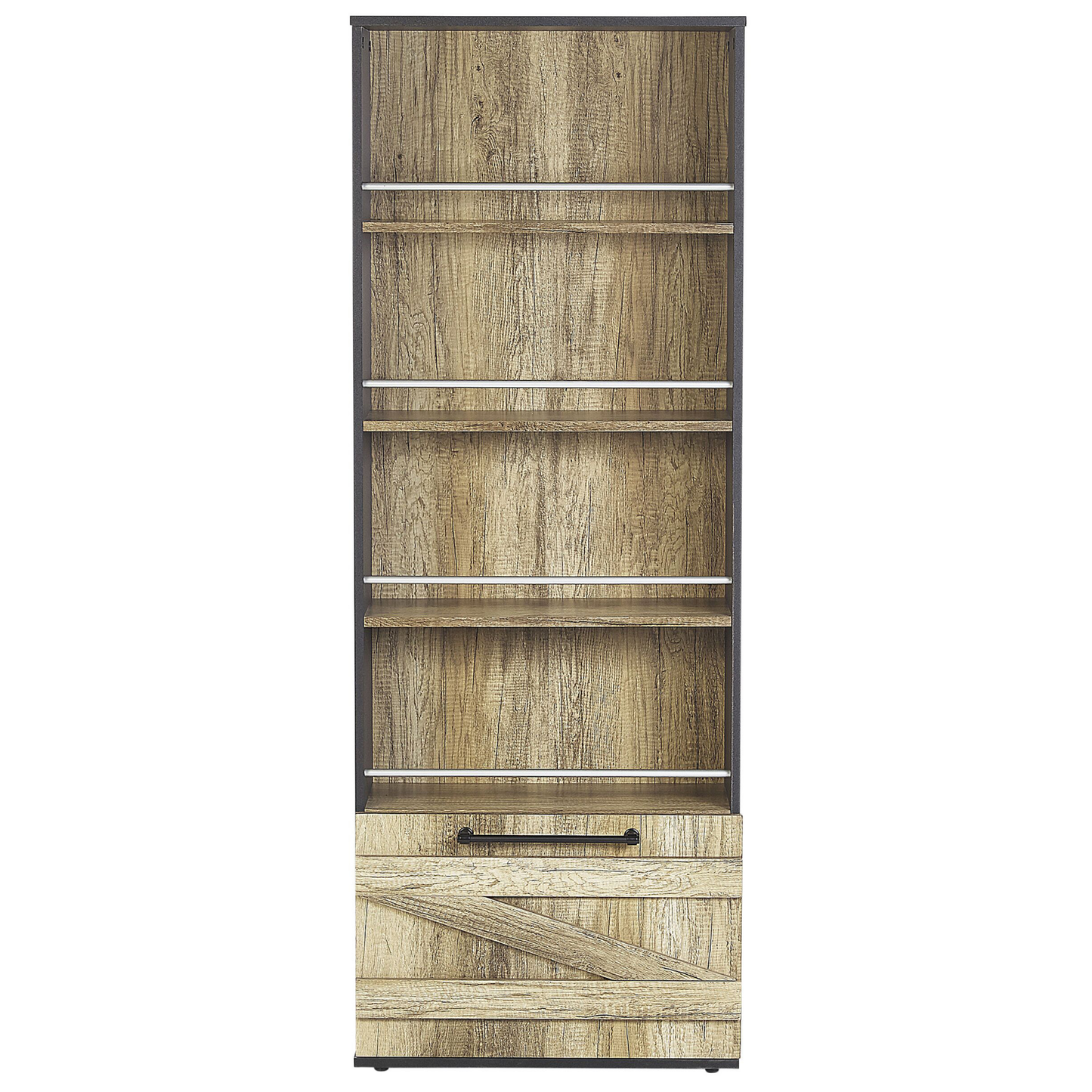 Bücherregal mit 4 Fächern SALTER 163 cm Braun / Schwarz