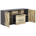 Sideboard heller Holzfarbton / schwarz 2 Schränke 2 Schubladen SALTER
