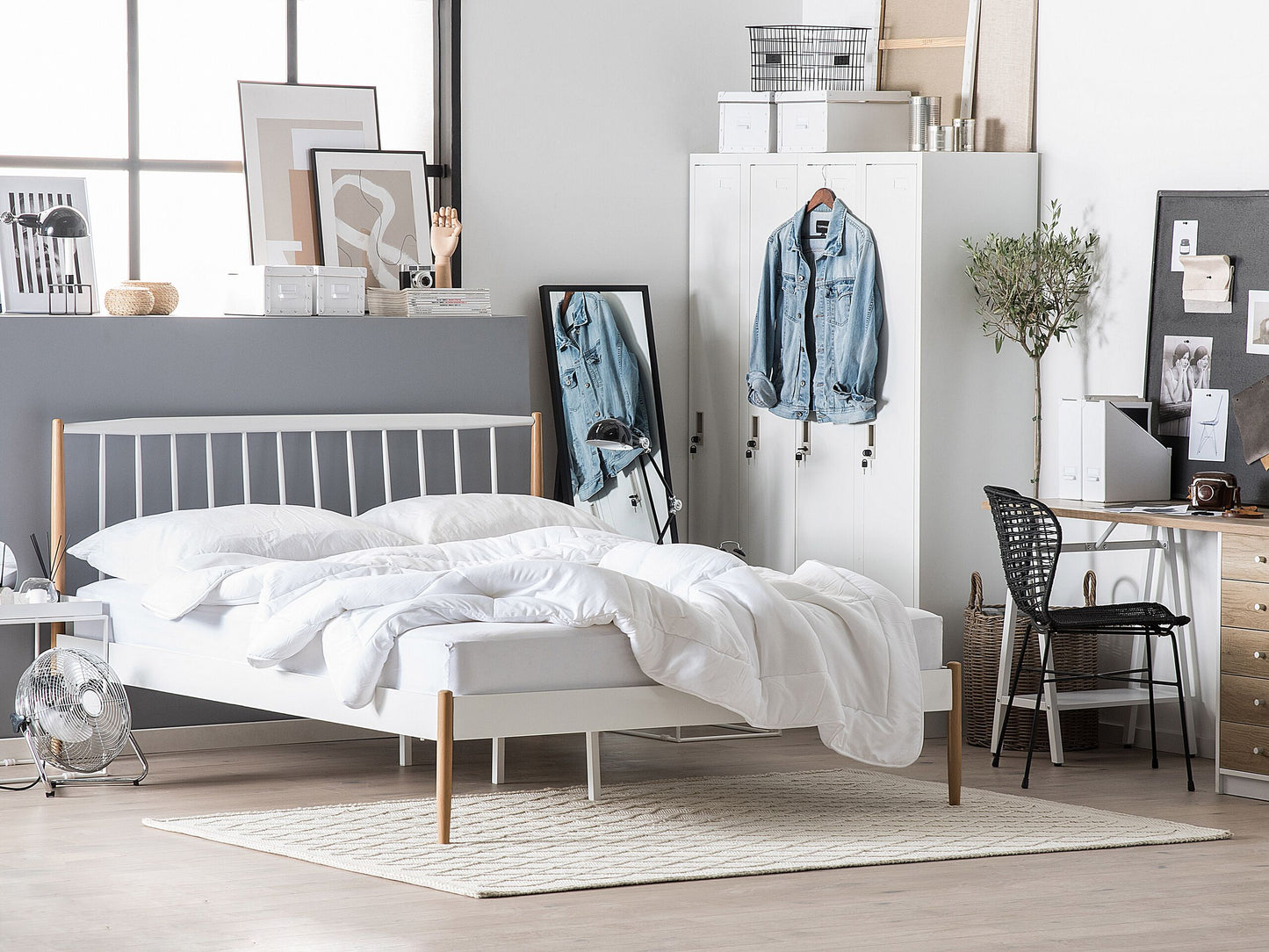 Bett mit Lattenrost Metall MAURS 160 x 200 cm Weiss