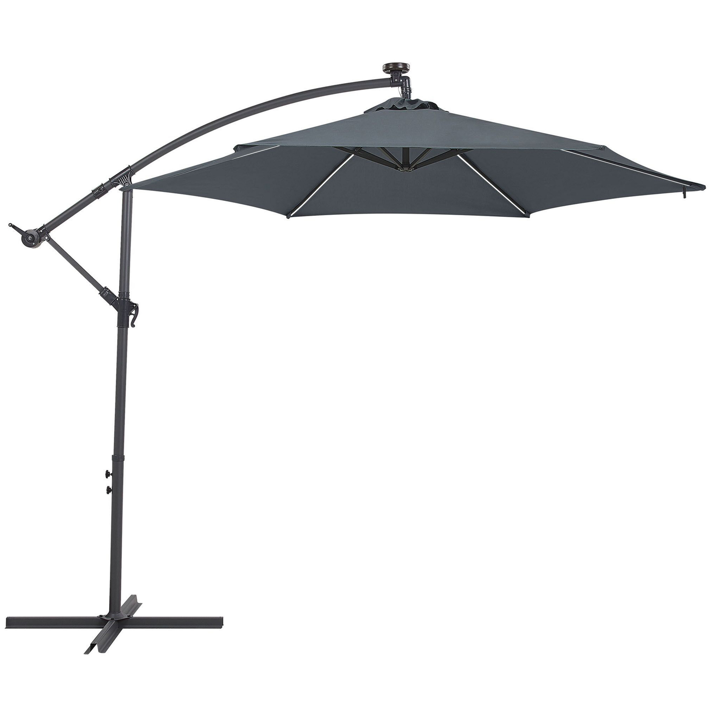Sonnenschirm LED Solar Beleuchtung ⌀ 285 cm graphitgrau CORVAL