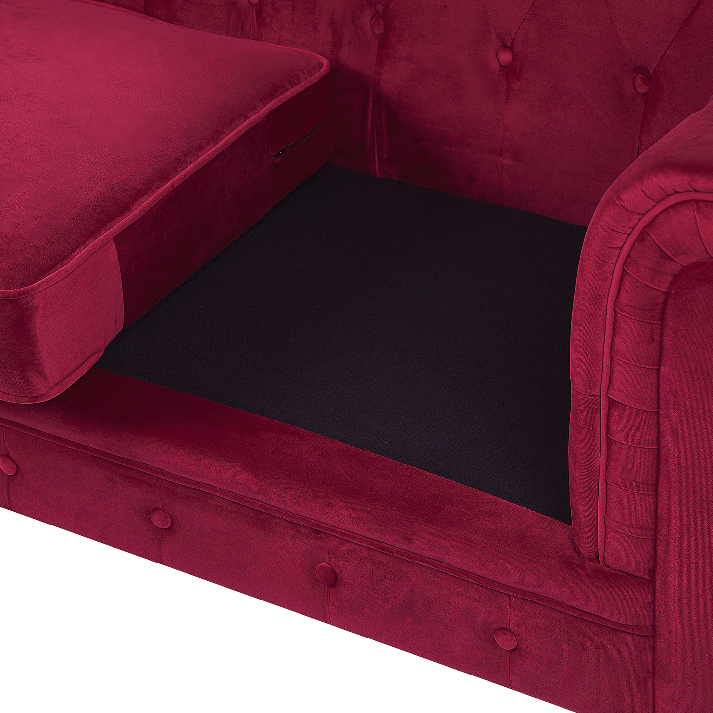 3-Sitzer Sofa Samtstoff dunkelrot CHESTERFIELD