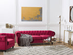 Sofa Set Samtstoff dunkelrot 4-Sitzer CHESTERFIELD