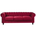 Sofa Set Samtstoff dunkelrot 4-Sitzer CHESTERFIELD