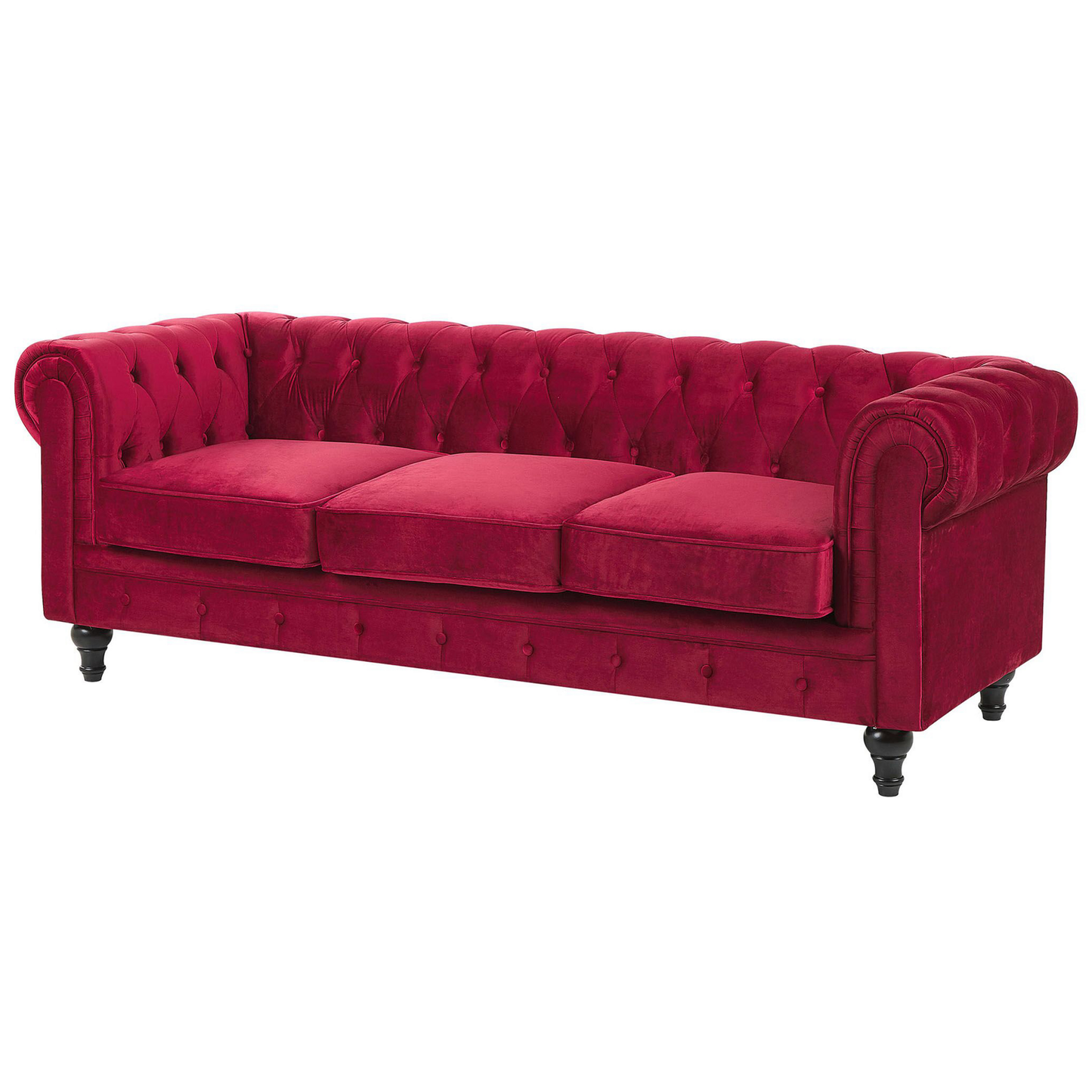 Sofa Set Samtstoff dunkelrot 4-Sitzer CHESTERFIELD