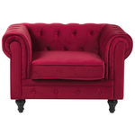 Sofa Set Samtstoff dunkelrot 4-Sitzer CHESTERFIELD