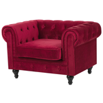 Sofa Set Samtstoff dunkelrot 4-Sitzer CHESTERFIELD
