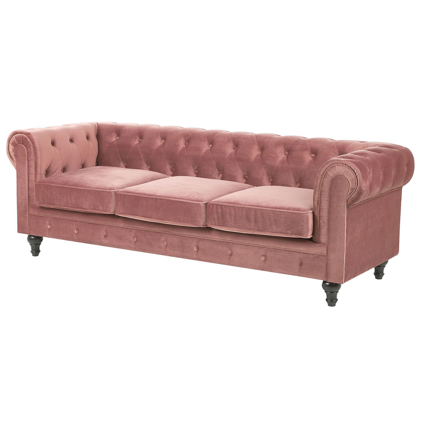 3-Sitzer Sofa Samtstoff rosa CHESTERFIELD