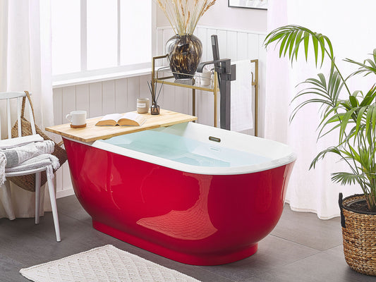 Badewanne freistehend rot oval 170 x 77 cm TESORO