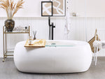 Whirlpool Badewanne freistehend weiss oval mit LED 180 x 100 cm MUSTIQUE