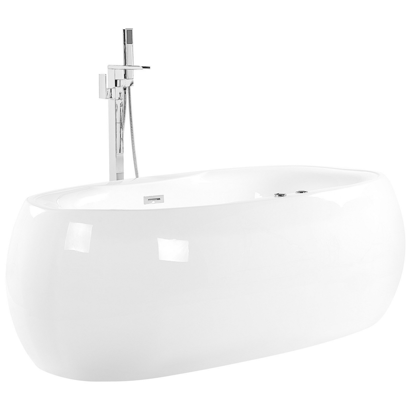 Whirlpool Badewanne freistehend weiss oval mit LED 180 x 100 cm MUSTIQUE